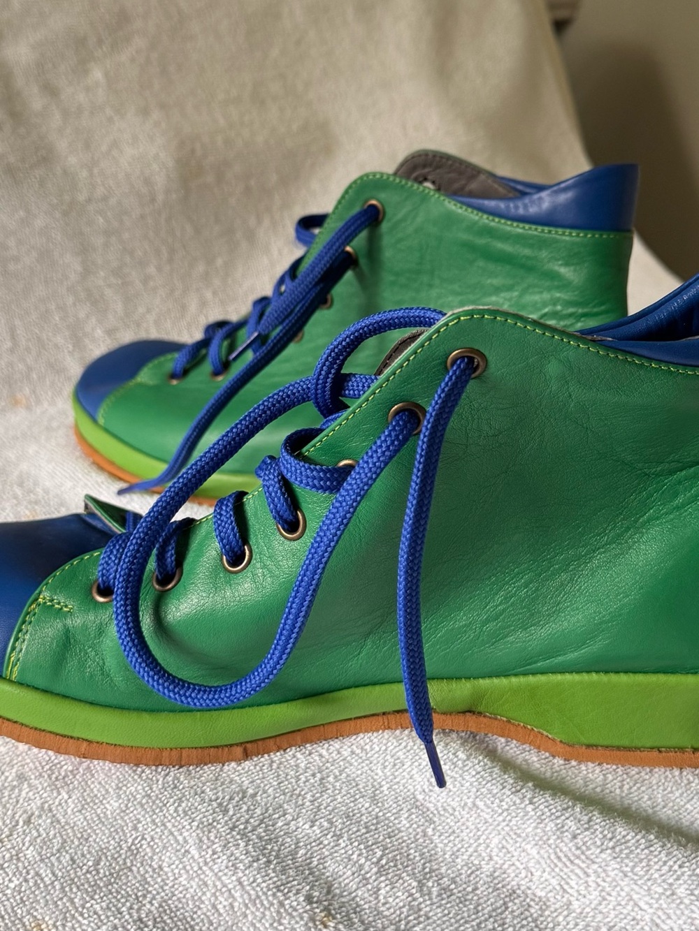 Handmade In Israel  Ankle Boots Shiruzzi  Color Block Shoes Size 39 Euro Laces